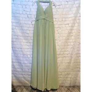 Kennedy Blue "Ginger" Bridesmaid Dress Size 6 Sage Green Halter Neck